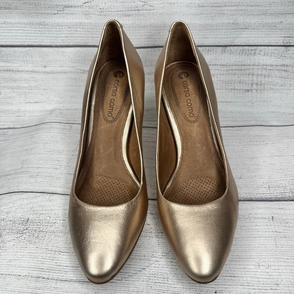 Corso Como Gold Leather Heels Pumps‎ Size 6.5